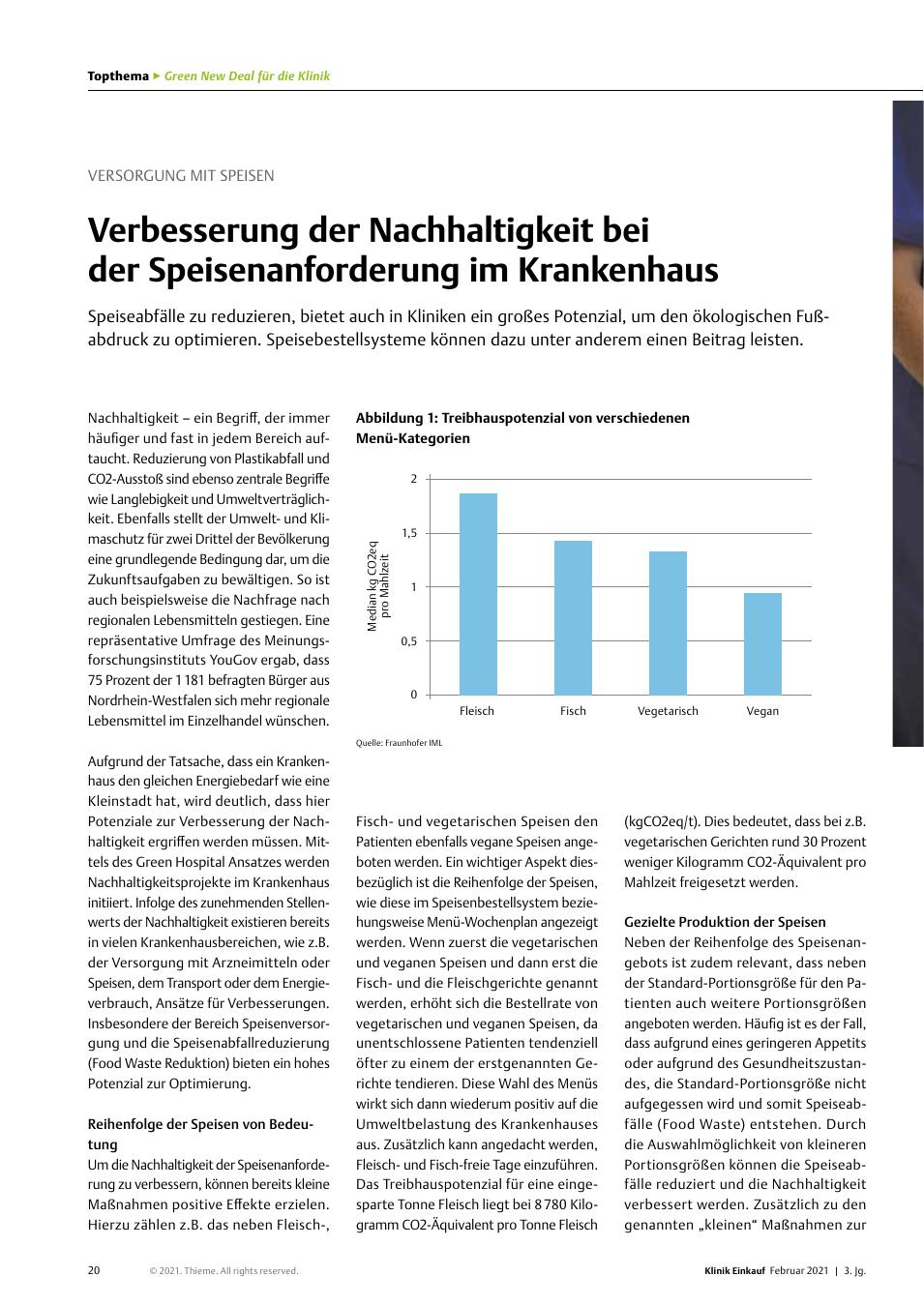 Vorschauseite 1: Versorgung mit Speisen: Verbesserung der Nachhaltigkeit bei der Speisenanforderung im Krankenhaus