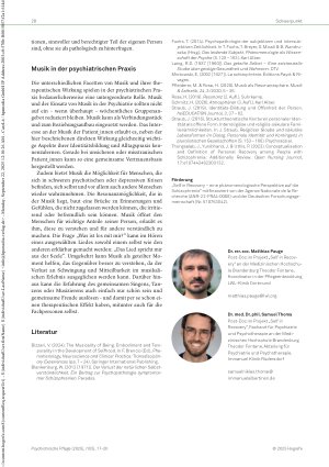 Vorschauseite 4: Musik, Resonanz und Recovery Musik als Identitätsstiftung