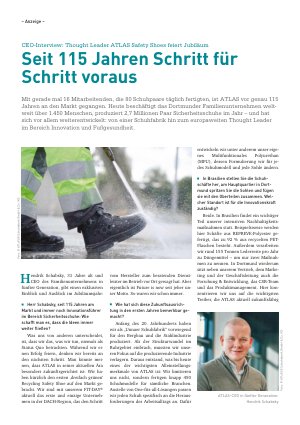 Vorschauseite 1: EO-Interview: Thought Leader ATLAS Safety Shoes feiert Jubiläum Seit 115 Jahren Schritt für Schritt voraus