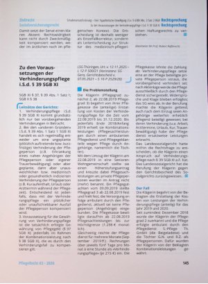 Vorschauseite 1: Zu den Voraussetzungen der Verhinderungspflege i. S. d. § 39 SGB XI