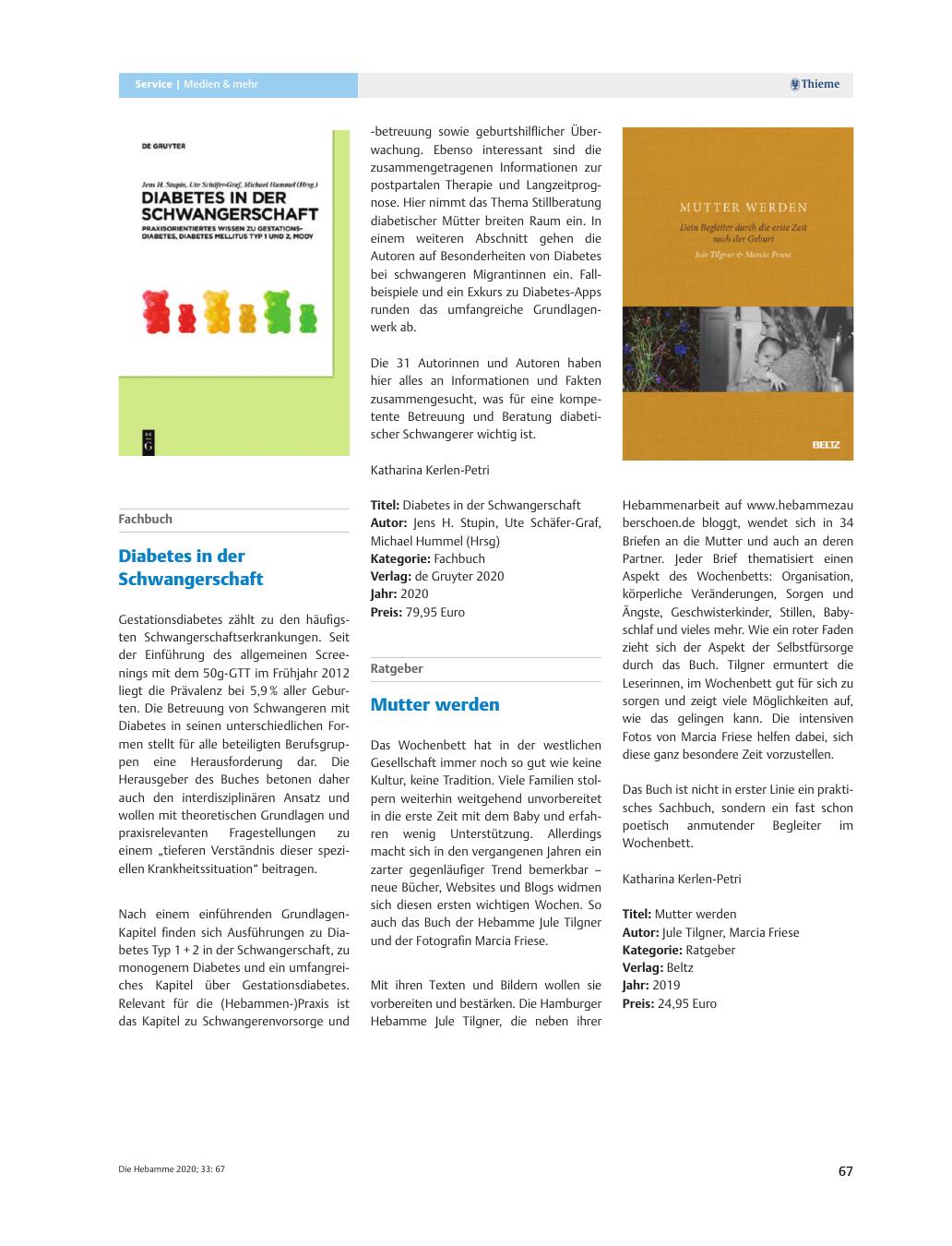 Vorschauseite 1: Diabetes in der Schwangerschaft