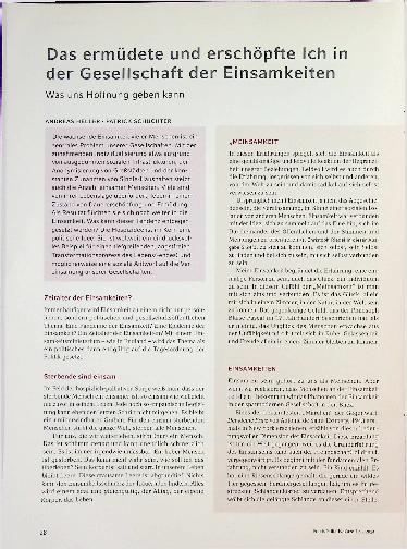 Vorschauseite 1: Das ermüdete und erschöpfte Ich in der Gesellschaft der Einsamkeiten. Was uns Hoffnung geben kann.