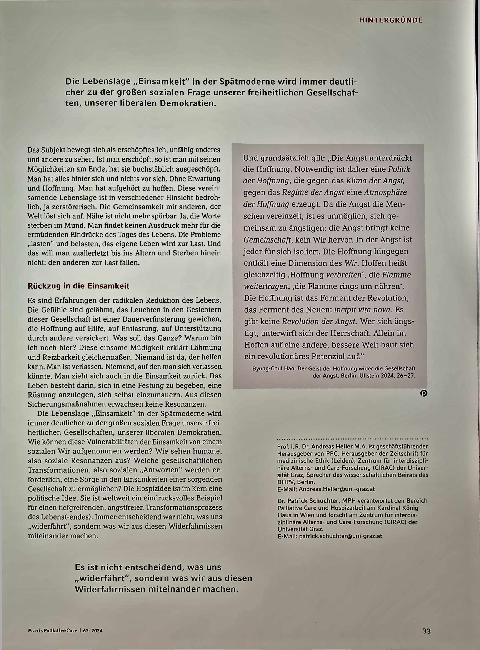 Vorschauseite 6: Das ermüdete und erschöpfte Ich in der Gesellschaft der Einsamkeiten. Was uns Hoffnung geben kann.