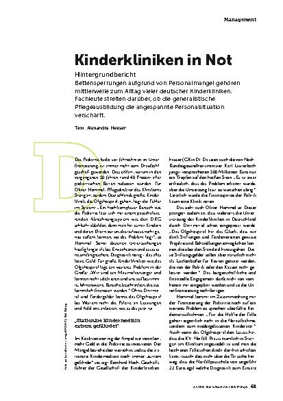 Vorschauseite 2: Kinderkliniken in Not