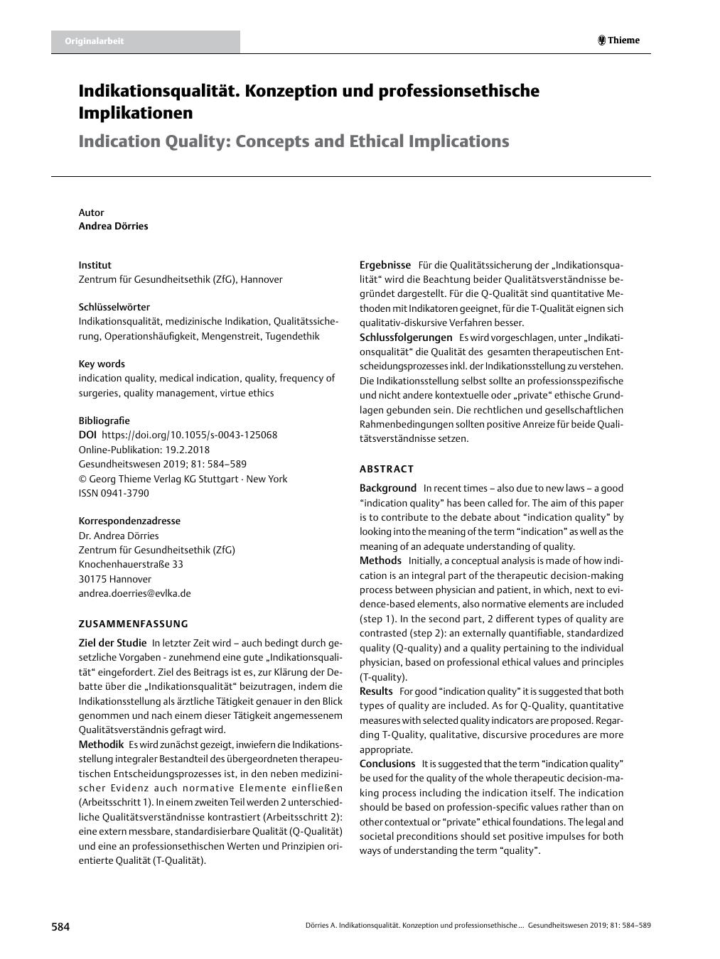 Vorschauseite 1: Indikationsqualität. Konzeption und professionsethische Implikationen