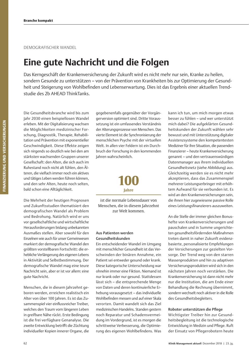 Vorschauseite 1: Demografischer Wandel: Eine gute Nachricht und die Folgen