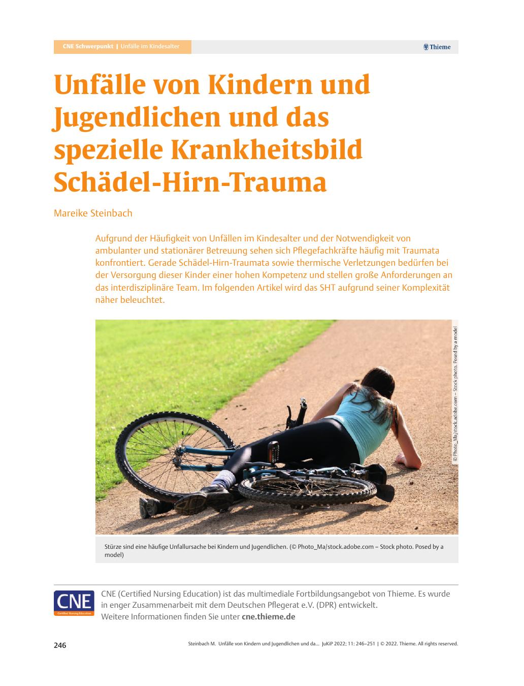 Vorschauseite 1: Unfälle von Kindern und Jugendlichen und das spezielle Krankheitsbild Schädel-Hirn-Trauma