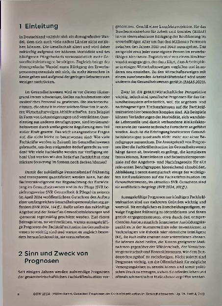 Vorschauseite 2: Prognosen der Fachkräftesituation im Gesundheitswesen