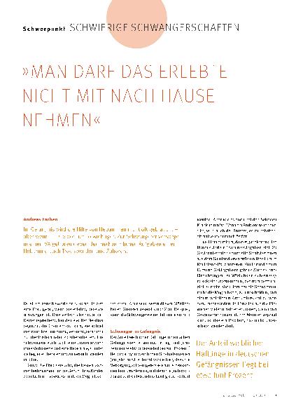 Vorschauseite 1: "Man darf das Erlebte nicht mit nach Hause nehmen."