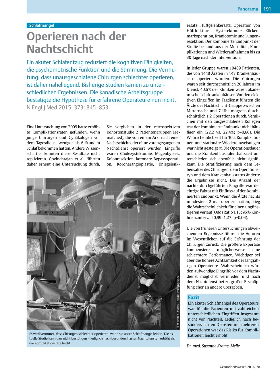 Vorschauseite 1: Operieren nach der Nachtschicht