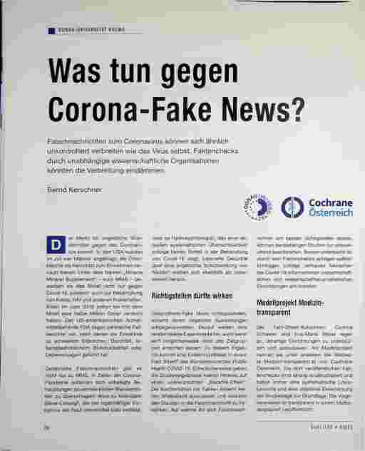 Vorschauseite 1: Was tun gegen Corona-Fake News?