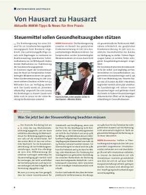 Vorschauseite 1: Steuermittel sollen Gesundheitsausgaben stützen