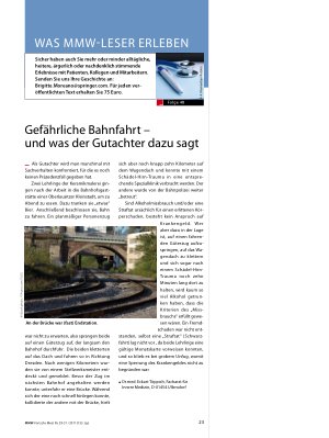Vorschauseite 1: Gefährliche Bahnfahrt — und was der Gutachter dazu sagt