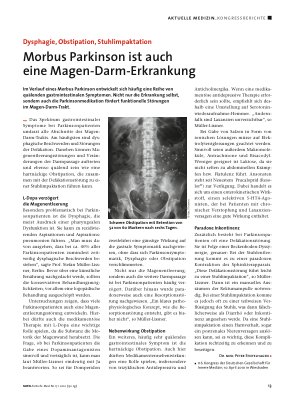 Vorschauseite 1: Morbus Parkinson ist auch eine Magen-Darm-Erkrankung