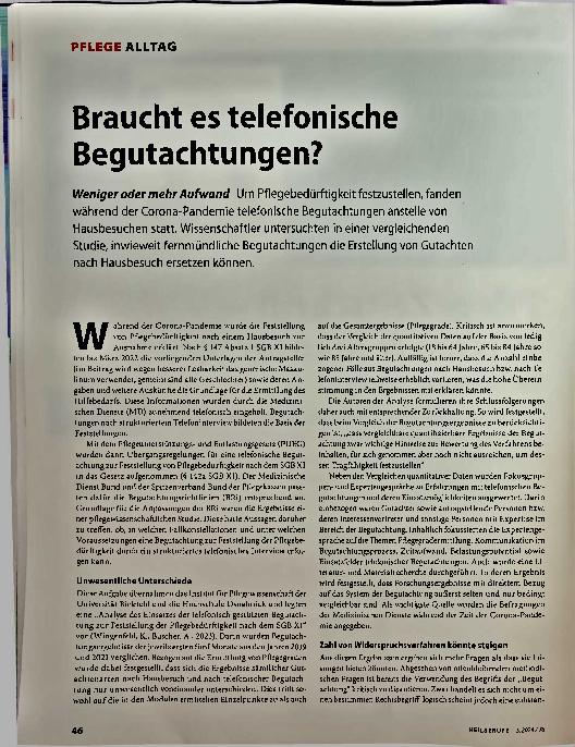 Vorschauseite 1: Braucht es telefonische Begutachtungen?