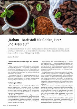 Vorschauseite 1: „Kakao - Kraftstoff für Gehirn, Herz und Kreislauf"