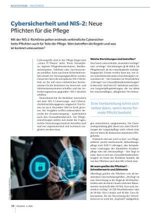 Vorschauseite 1: Cybersicherheit und NIS-2: Neue Pflichten für die Pflege