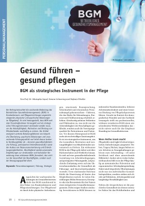 Vorschauseite 1: Gesund führen – gesund pflegen BGM als strategisches Instrument in der Pflege
