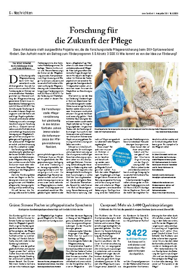 Vorschauseite 1: Forschung für die Zukunft der Pflege