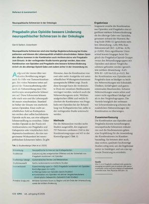 Vorschauseite 1: Pregabalin plus Opioide: bessere Linderung neuropathischer Schmerzen in der Onkologie