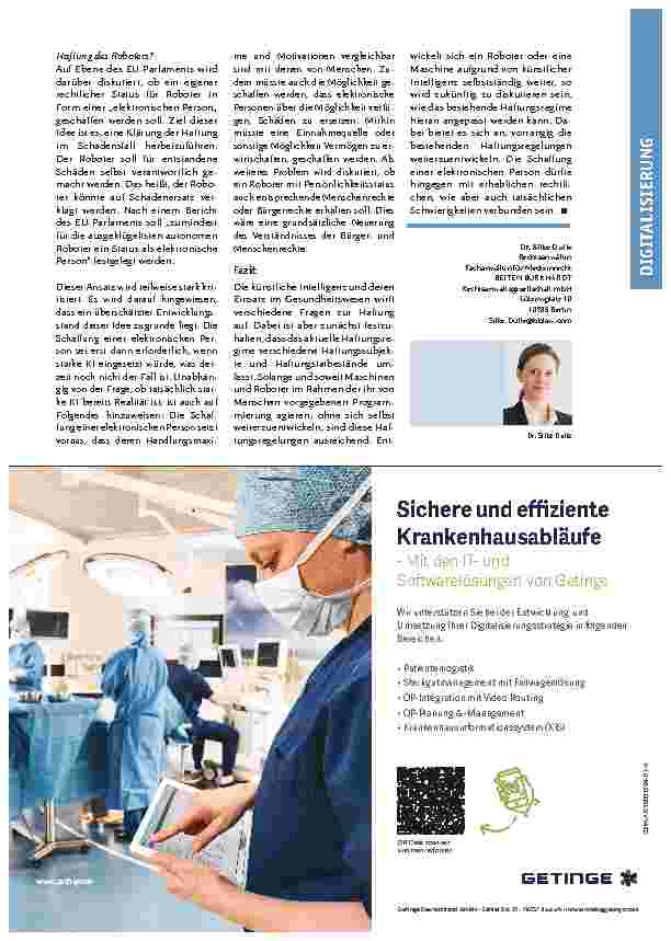 Vorschauseite 3: Wer haftet für Fehler der Maschine? Rechtliche Fragen beim Einsatz künstlicher Intelligenz im Gesundheitswesen