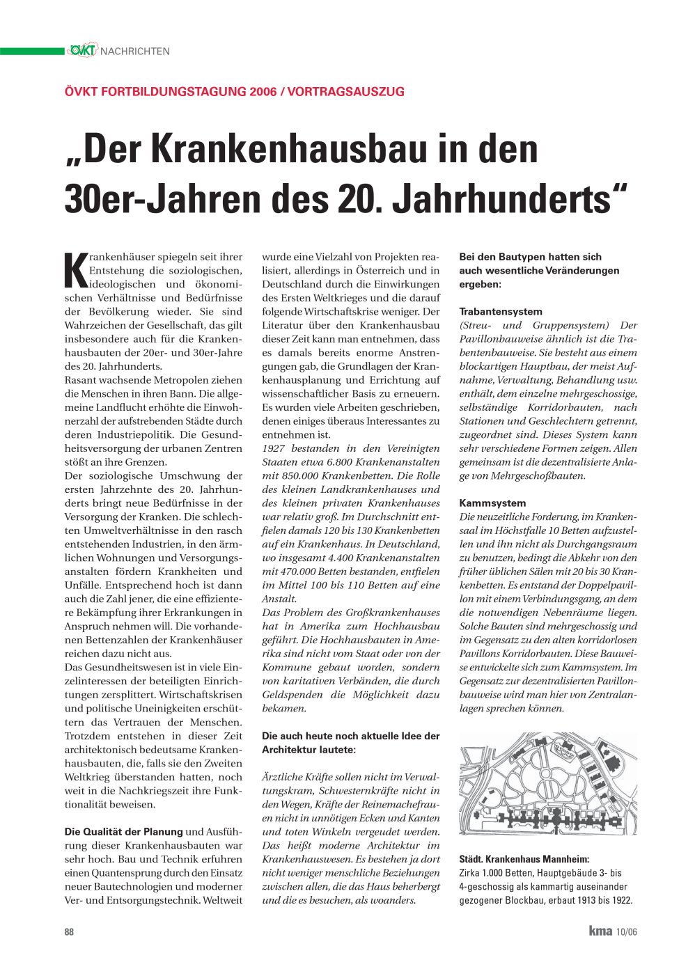 Vorschauseite 1: „Der Krankenhausbau in den 30er-Jahren des 20. Jahrhunderts“
