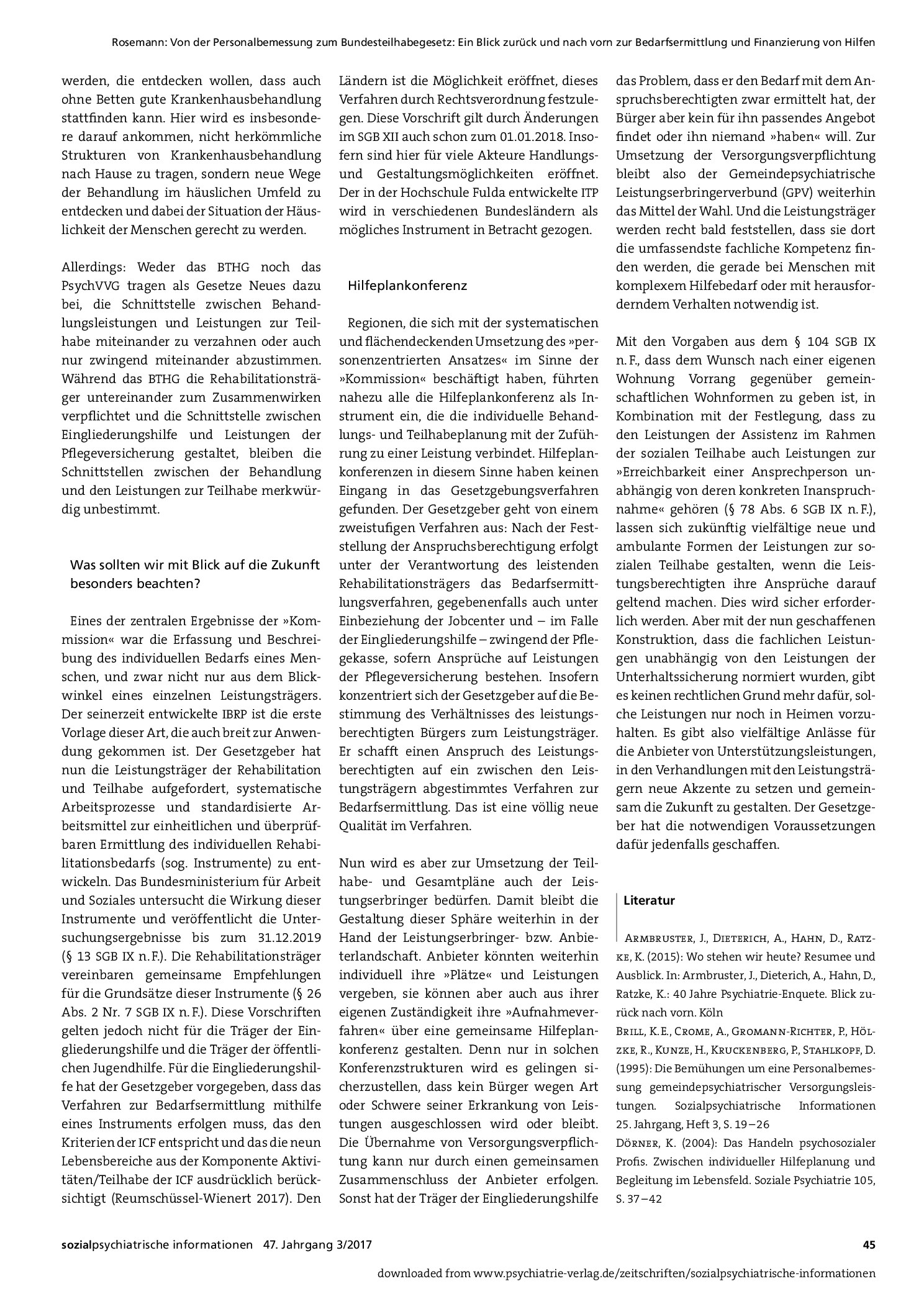 Vorschauseite 5: Von der Personalbemessung zum Bundesteilhabegesetz: Ein Blick zurück und nach vorn zur Bedarfsermittlung und Finanzierung von Hilfen