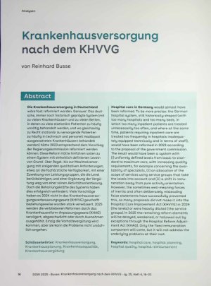 Vorschauseite 1: Krankenhausversorgung nach dem KHWG