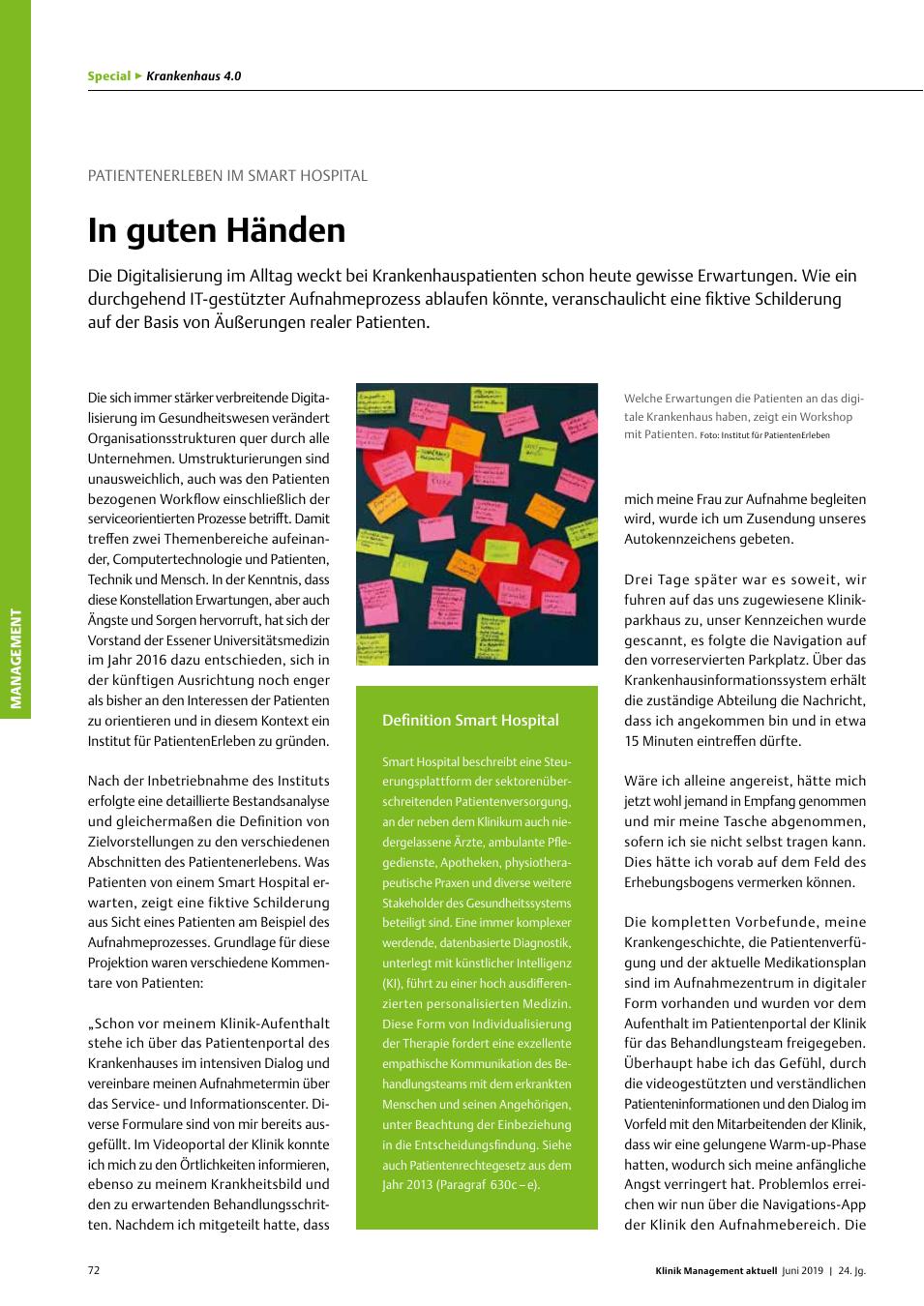 Vorschauseite 1: Patientenerleben im Smart Hospital: In guten Händen
