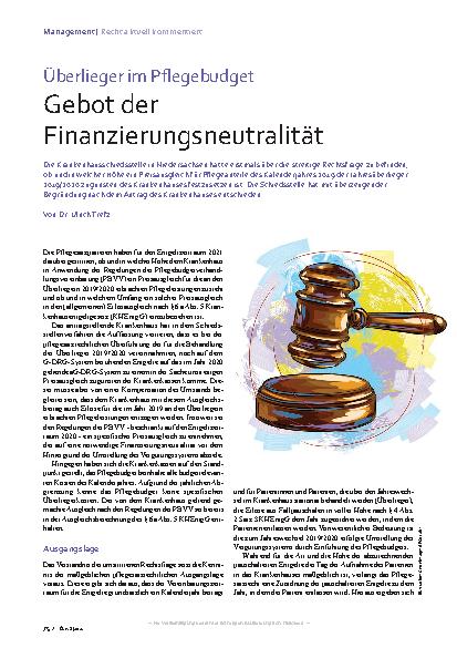 Vorschauseite 1: Überlieger im Pflegebudget: Gebot der Finanzierungsneutralität
