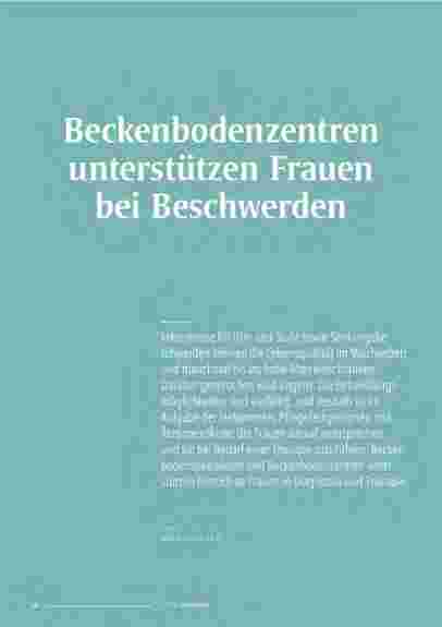 Vorschauseite 1: Beckenbodenzentren unterstützen Frauen bei Beschwerden.