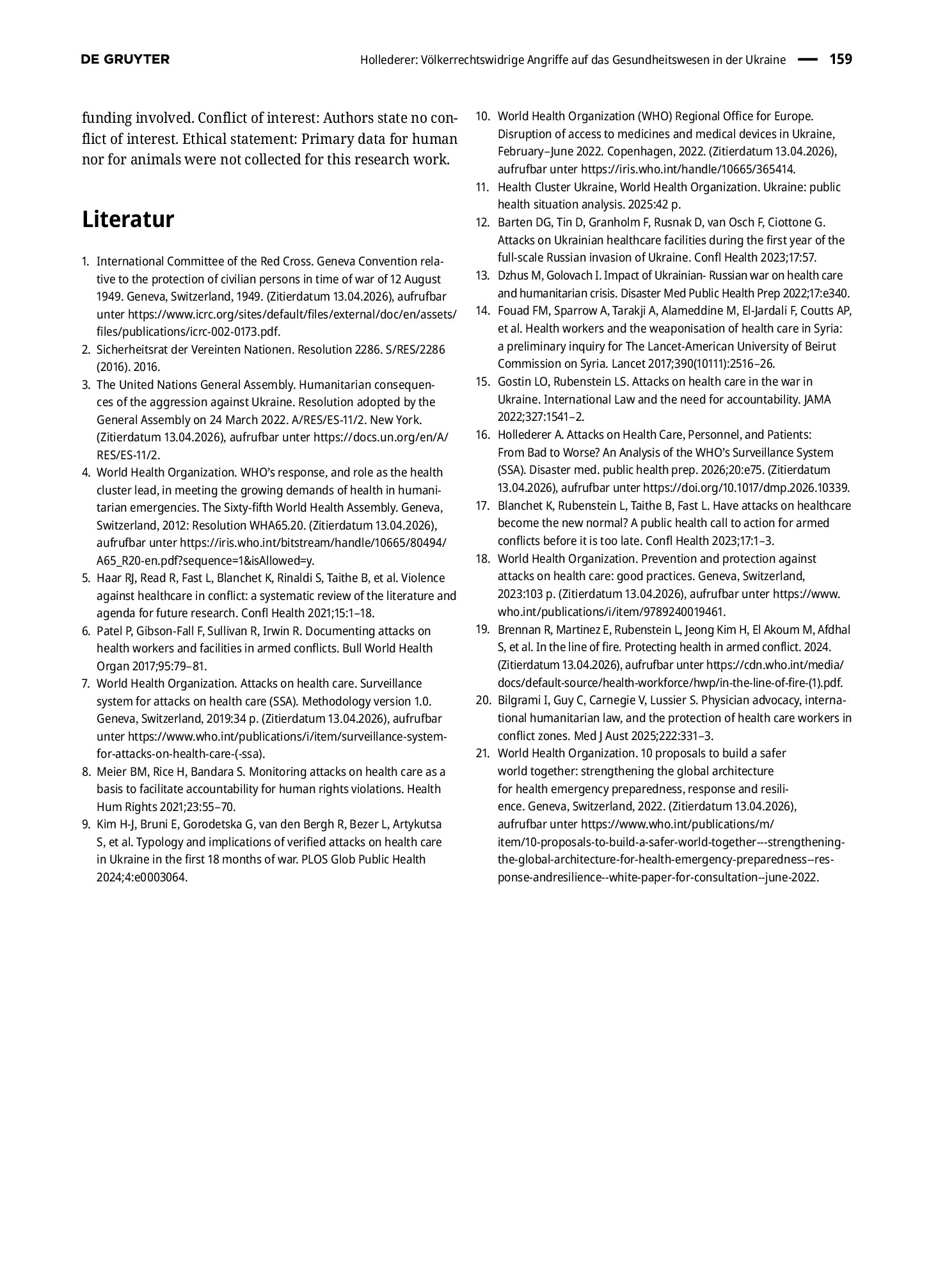 Vorschauseite 4: Völkerrechtswidrige Angriffe auf das Gesundheitswesen in der Ukraine