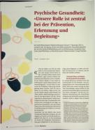 Vorschauseite 1: Psychische Gesundheit: «Unsere Rolle ist zentral bei der Prävention, Erkennung und Begleitung»