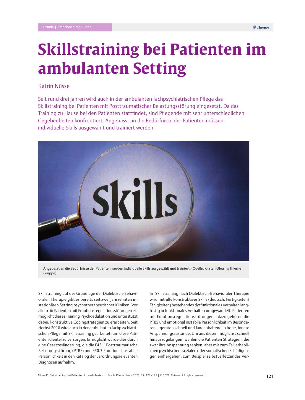 Vorschauseite 1: Skillstraining bei Patienten im ambulanten Setting