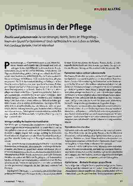 Vorschauseite 1: Optimismus in der Pflege