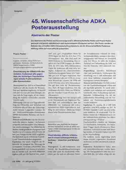 Vorschauseite 1: 45. Wissenschaftliche ADKA Posterausstellung Abstracts der Poster
