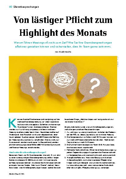 Vorschauseite 1: Von lästiger Pflicht zum Highlight des Monats