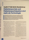 Vorschauseite 1: Health-IT-Talk Berlin-Brandenburg: Patientenportale und Patientenpartizipation sind mehr als Technologie