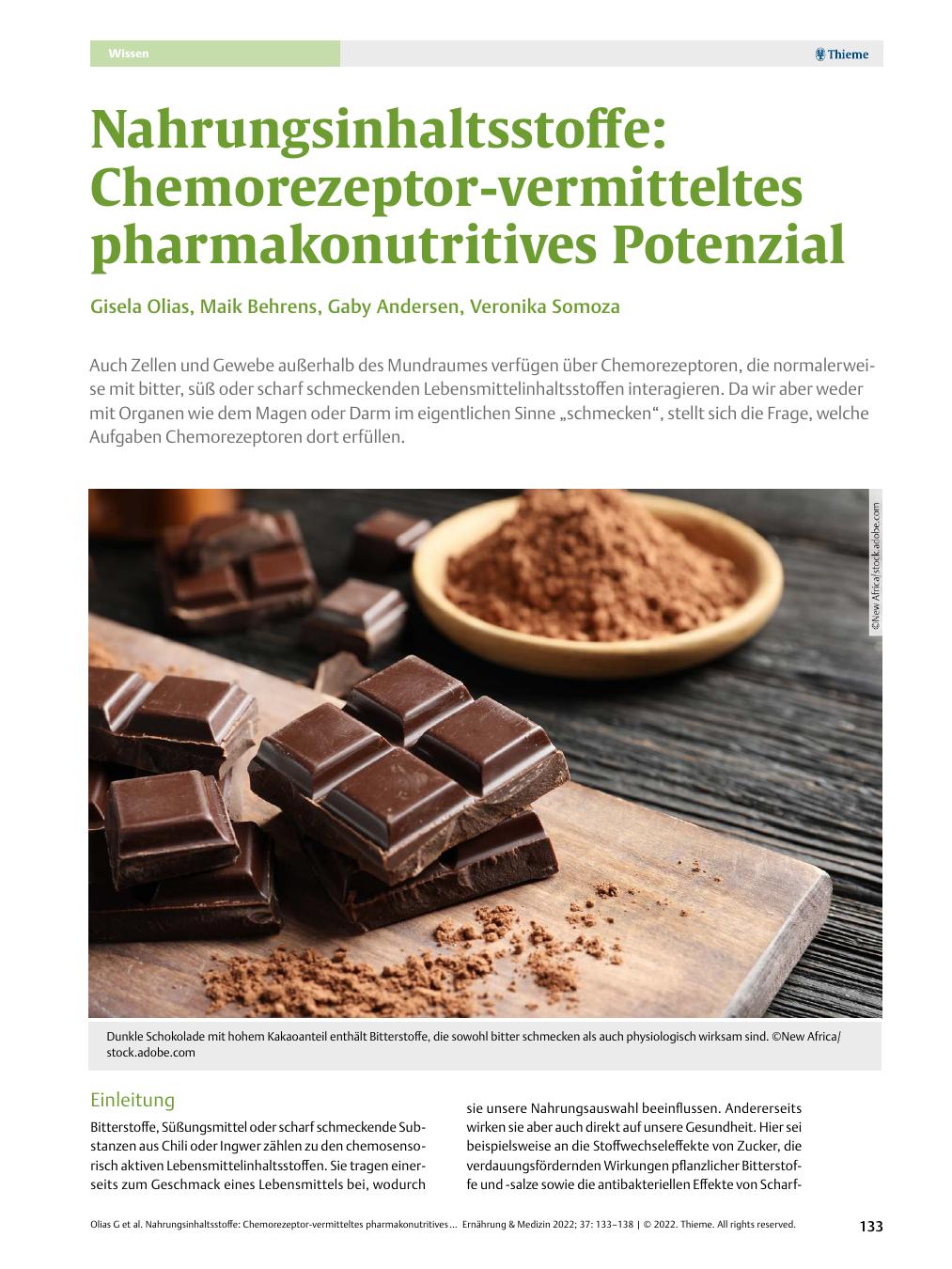 Vorschauseite 1: Nahrungsinhaltsstoffe: Chemorezeptor-vermitteltes pharmakonutritives Potenzial