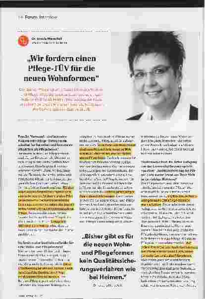 Vorschauseite 1: „Wir fordern einen Pflege-TÜV für die neuen Wohnformen.“
