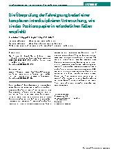 Vorschauseite 1: Die Überprüfung der Fahreignung bedarf einer komplexen interdisziplinären Untersuchung, wie sie das Positionspapier in erforderlichen Fällen empfiehlt.