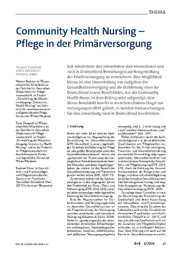 Vorschauseite 1: Community Health Nursing – Pflege in der Primärversorgung