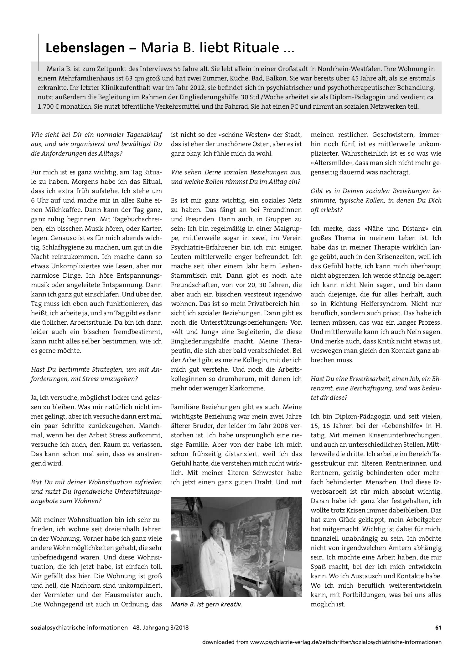 Vorschauseite 1: Lebenslagen – Maria B. liebt Rituale