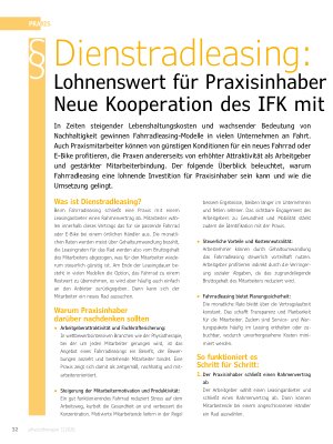 Vorschauseite 1: Dienstradleasing: Lohnenswert für Praxisinhaber und Mitarbeiter Neue Kooperation des IFK mit Business Bike