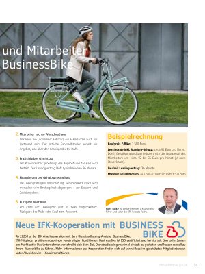 Vorschauseite 2: Dienstradleasing: Lohnenswert für Praxisinhaber und Mitarbeiter Neue Kooperation des IFK mit Business Bike