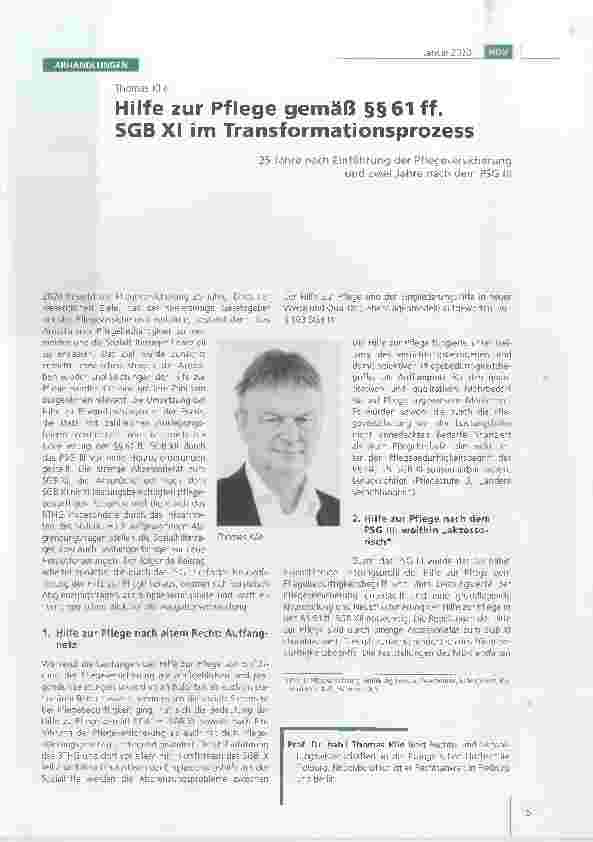 Vorschauseite 1: Hilfe zur Pflege gemäß §§ 61 ff. SGB XI im Transformationsprozess
