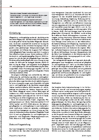 Vorschauseite 2: Case Management im Umfeld von Pflegebedürftigkeit und das Belastungserleben pflegender Angehöriger