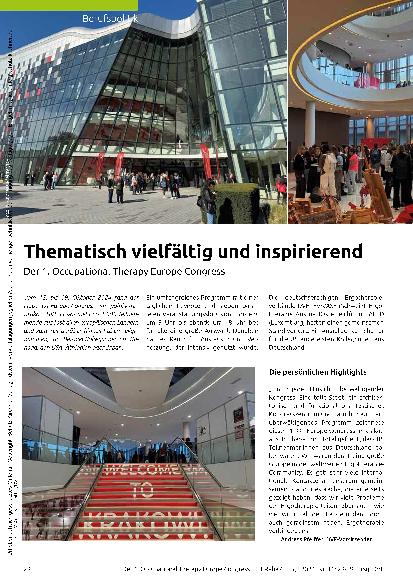 Vorschauseite 1: Thematisch vielfältig und inspirierend: Der 1. Occupational Therapy Europe Congress