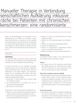 Vorschauseite 2: Auswirkungen von Manueller Therapie in Verbindung mit einer neurowisenschaftlichen Aufklärung inklusivemotivierender Gespäche bei Patienten mit chronischen unspezifischen Rücensch…