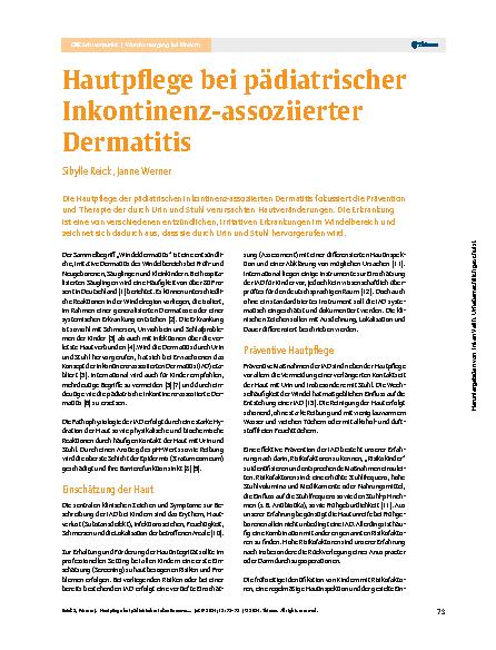 Vorschauseite 1: Hautpflege bei pädiatrischer Inkontinenz-assoziierter Dermatitis